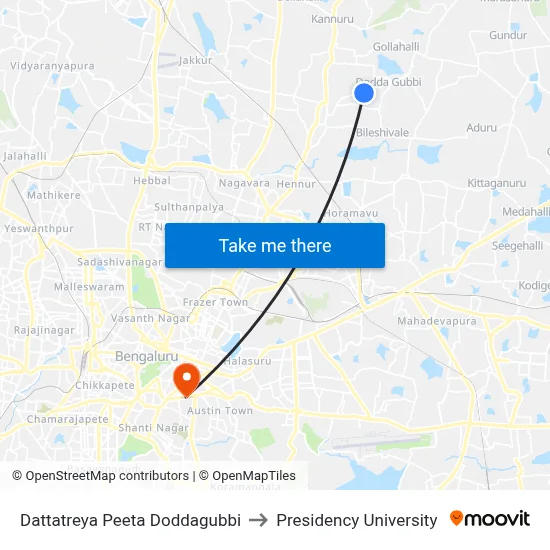 Dattatreya Peeta Doddagubbi to Presidency University map