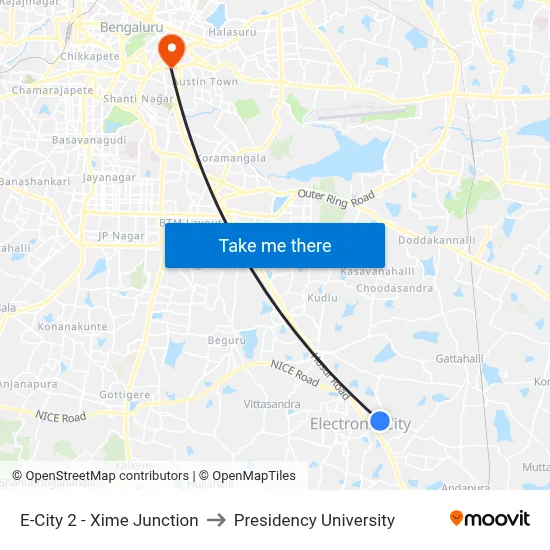 E-City 2 - Xime Junction to Presidency University map