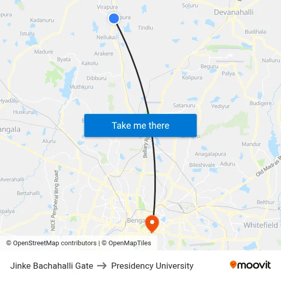 Jinke Bachahalli Gate to Presidency University map