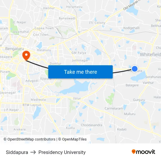 Siddapura to Presidency University map