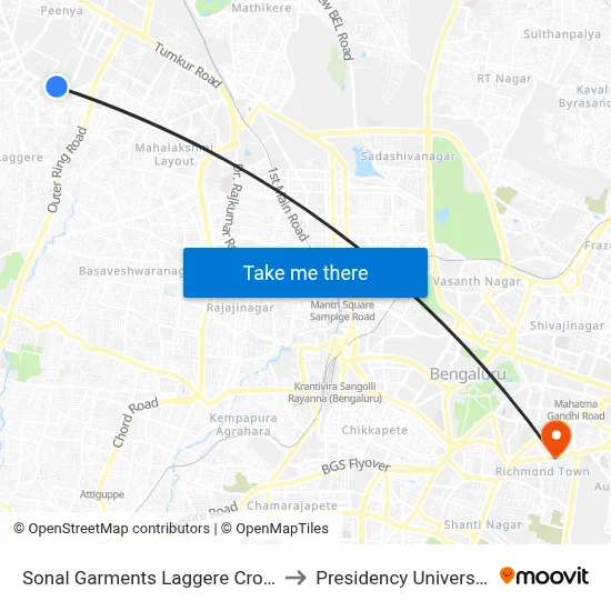 Sonal Garments Laggere Cross to Presidency University map