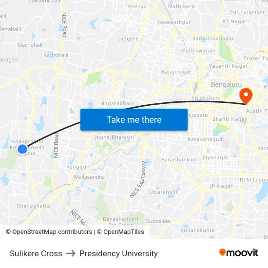 Sulikere Cross to Presidency University map