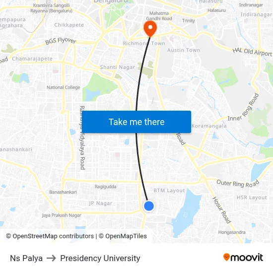 Ns Palya to Presidency University map