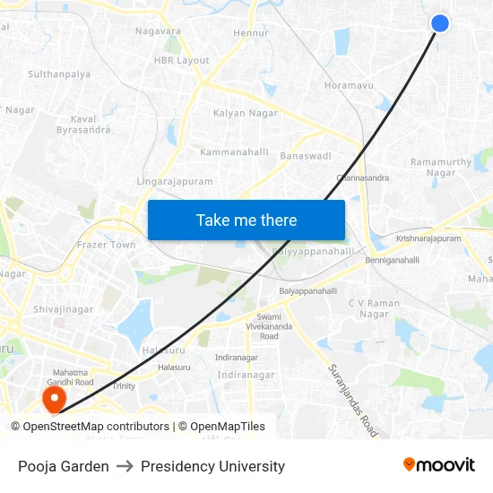 Pooja Garden to Presidency University map