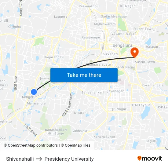 Shivanahalli to Presidency University map