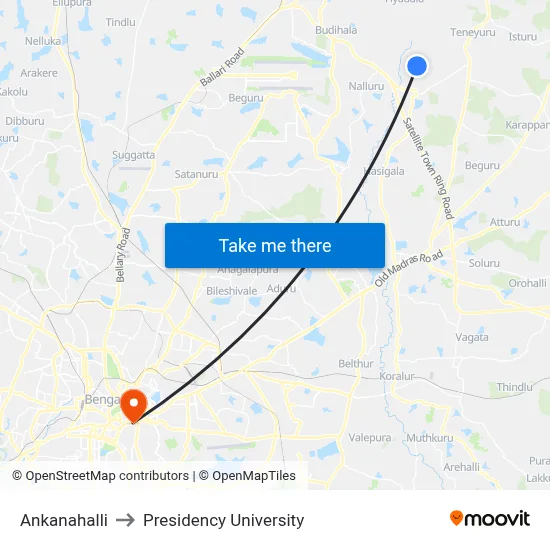 Ankanahalli to Presidency University map