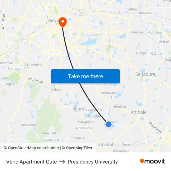 Vbhc Apartment Gate to Presidency University map