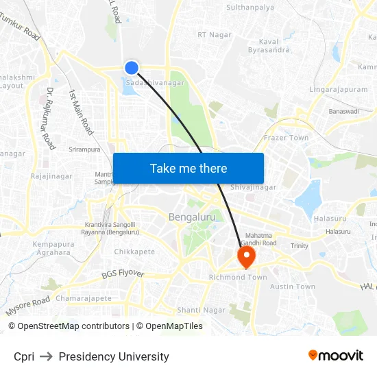 Cpri to Presidency University map