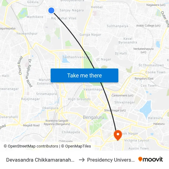 Devasandra Chikkamaranahalli to Presidency University map