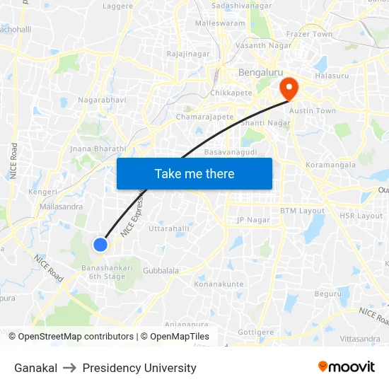 Ganakal to Presidency University map