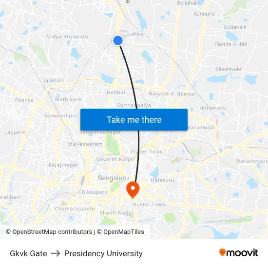 Gkvk Gate to Presidency University map