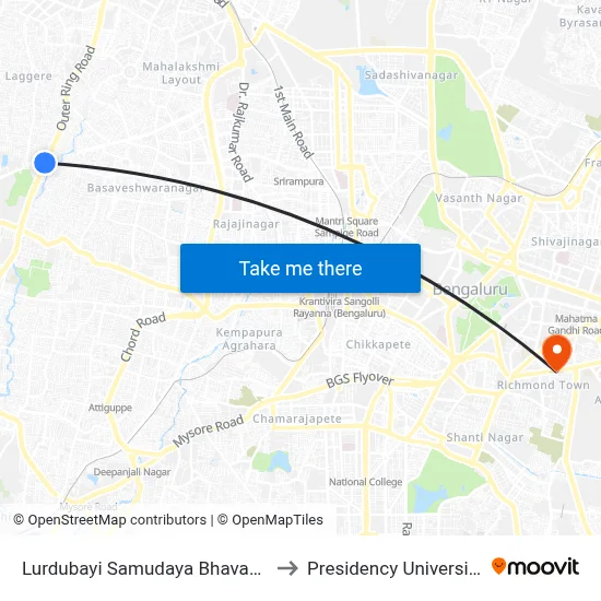 Lurdubayi Samudaya Bhavana to Presidency University map