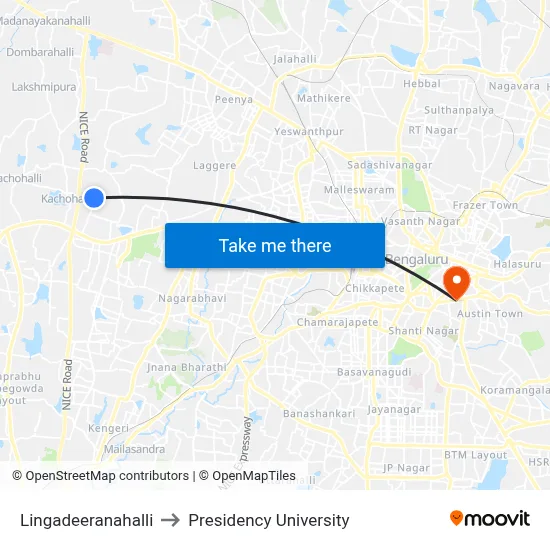 Lingadeeranahalli to Presidency University map