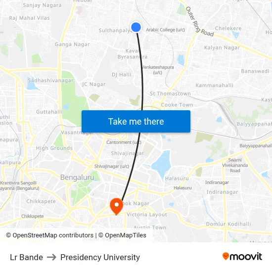 Lr Bande to Presidency University map