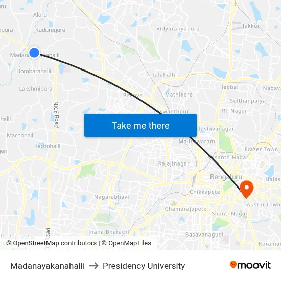 Madanayakanahalli to Presidency University map