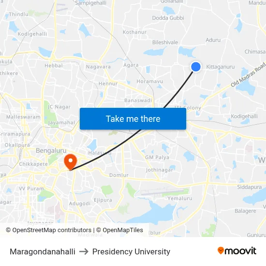 Maragondanahalli to Presidency University map