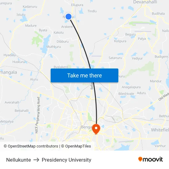 Nellukunte to Presidency University map