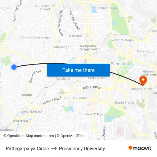 Pattegarpalya Circle to Presidency University map