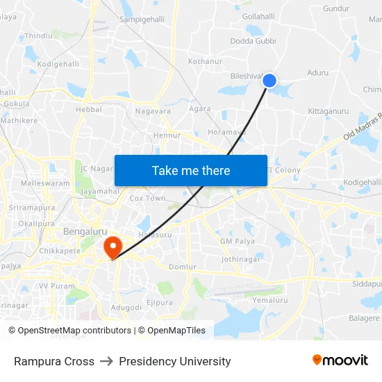Rampura Cross to Presidency University map