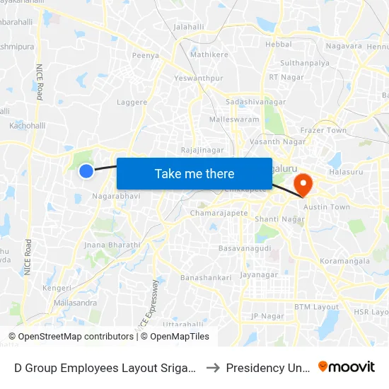 D Group Employees Layout Srigandhada Kaval to Presidency University map