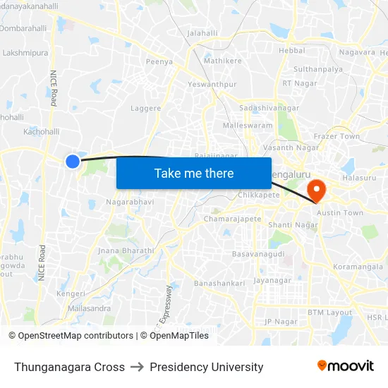 Thunganagara Cross to Presidency University map