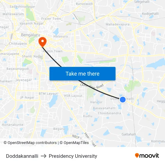 Doddakannalli to Presidency University map