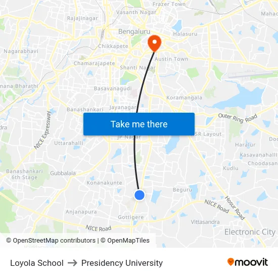 Loyola School to Presidency University map