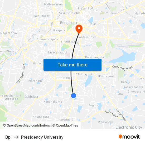 Bpl to Presidency University map