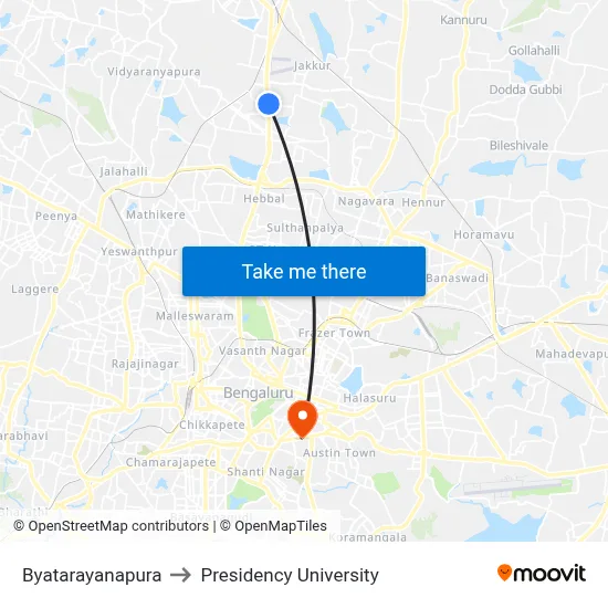 Byatarayanapura to Presidency University map
