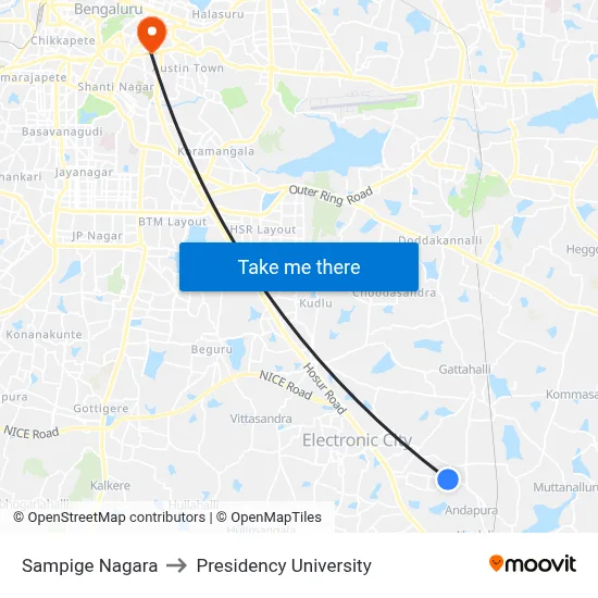 Sampige Nagara to Presidency University map