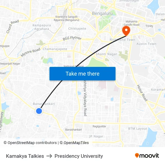 Kamakya Talkies to Presidency University map