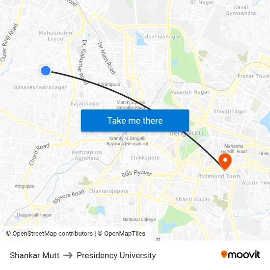 Shankar Mutt to Presidency University map