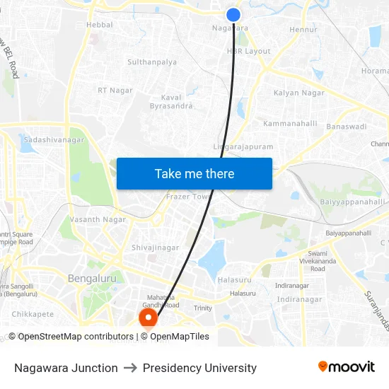 Nagawara Junction to Presidency University map