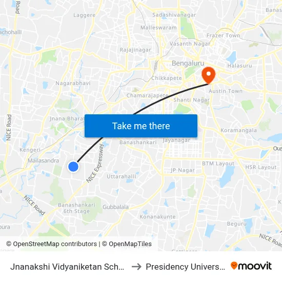 Jnanakshi Vidyaniketan School to Presidency University map