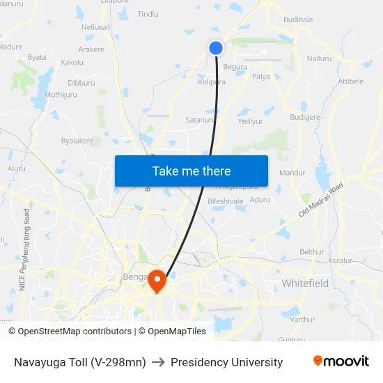 Navayuga Toll (V-298mn) to Presidency University map