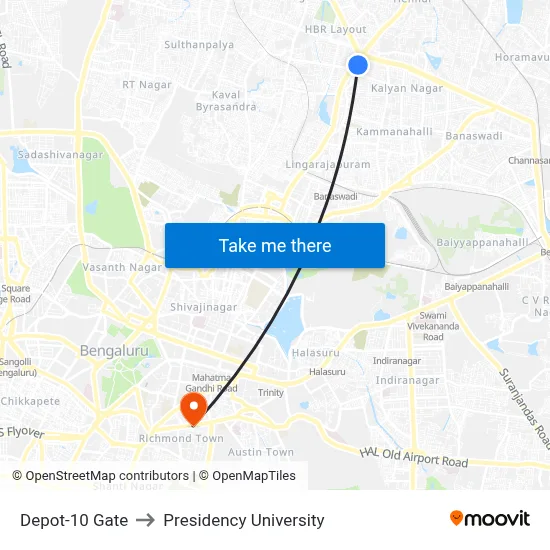 Depot-10 Gate to Presidency University map