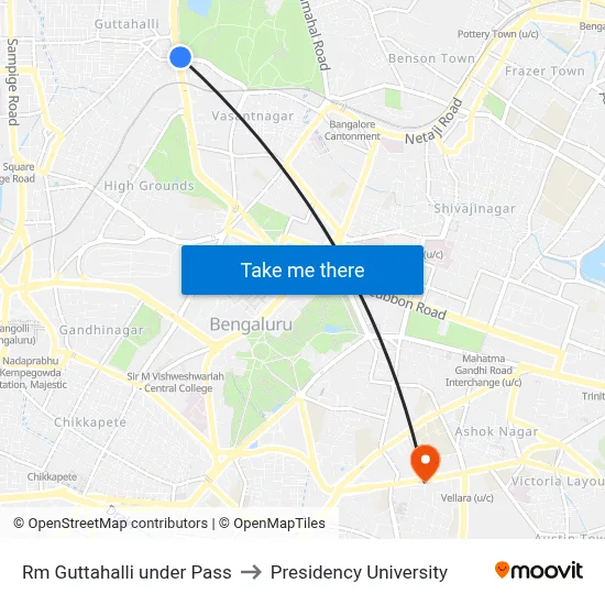 Rm Guttahalli under Pass to Presidency University map