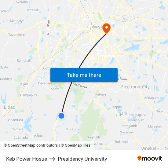 Keb Power Hosue to Presidency University map
