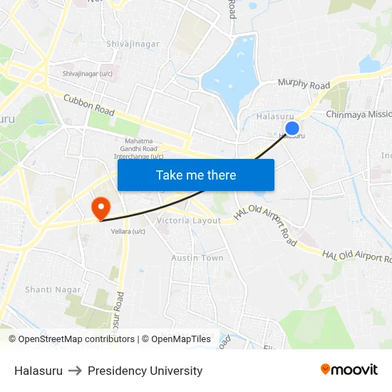 Halasuru to Presidency University map