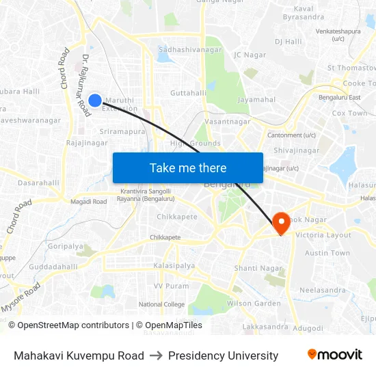 Mahakavi Kuvempu Road to Presidency University map