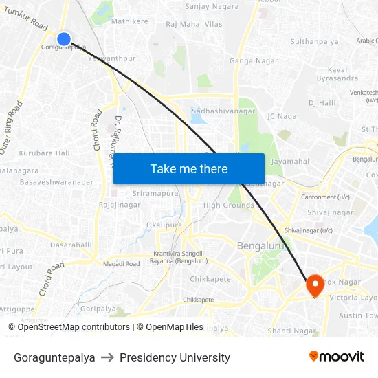 Goraguntepalya to Presidency University map