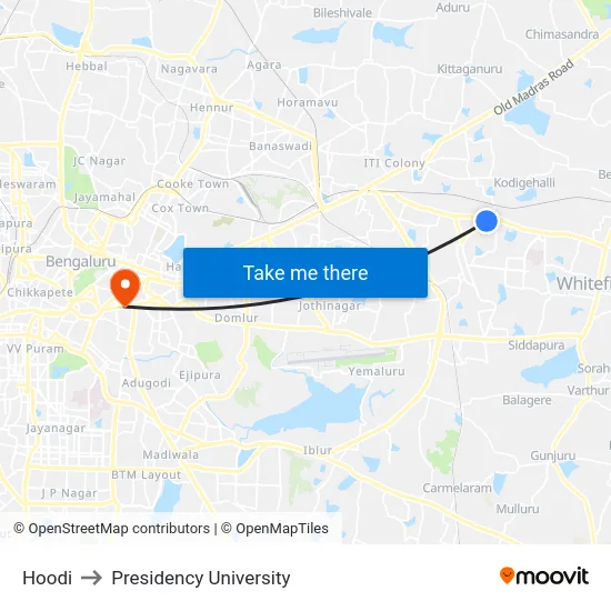 Hoodi to Presidency University map