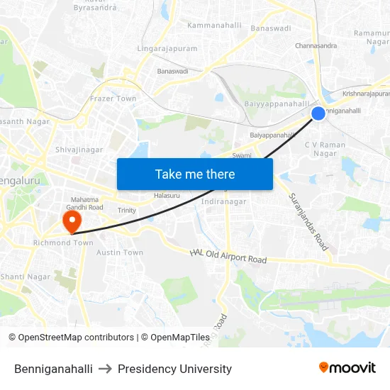 Benniganahalli to Presidency University map