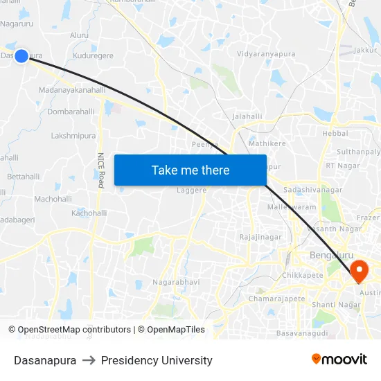 Dasanapura to Presidency University map