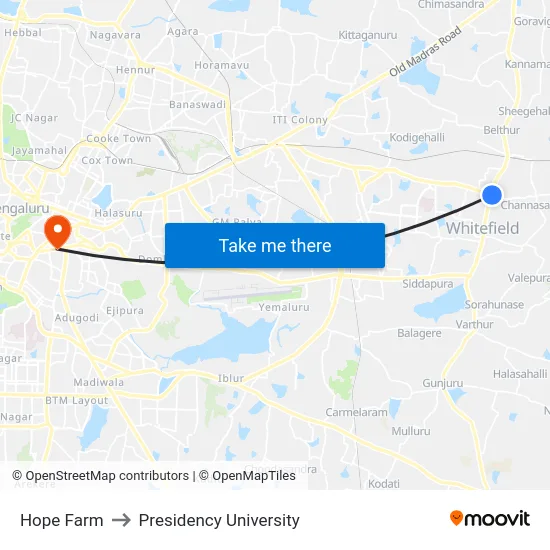 Hope Farm to Presidency University map