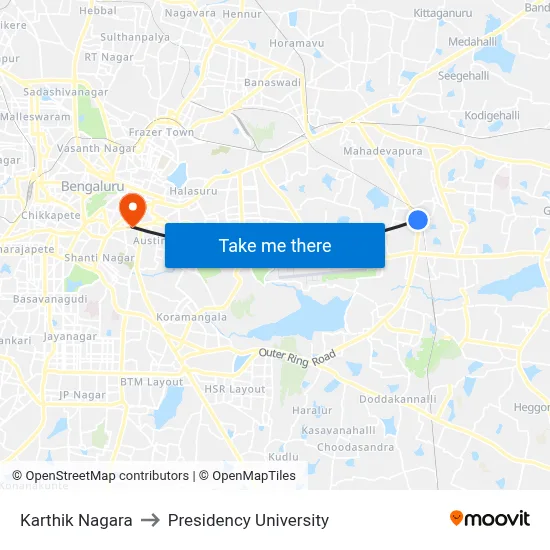 Karthik Nagara to Presidency University map