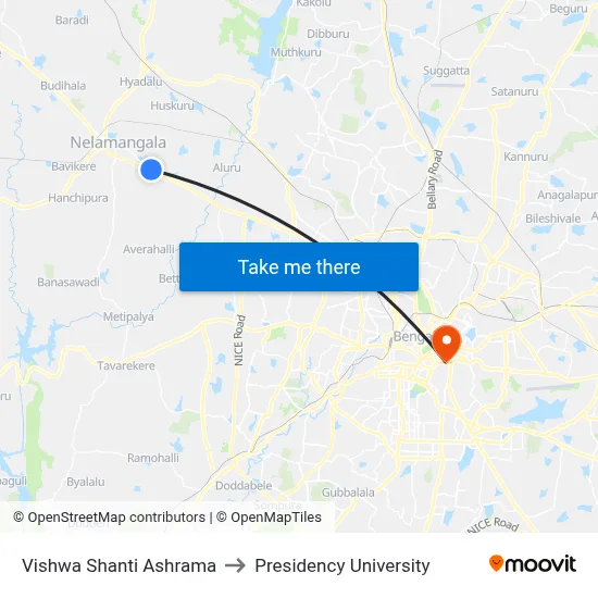 Vishwa Shanti Ashrama to Presidency University map