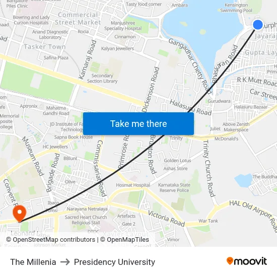 The Millenia to Presidency University map