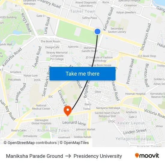 Maniksha Parade Ground to Presidency University map