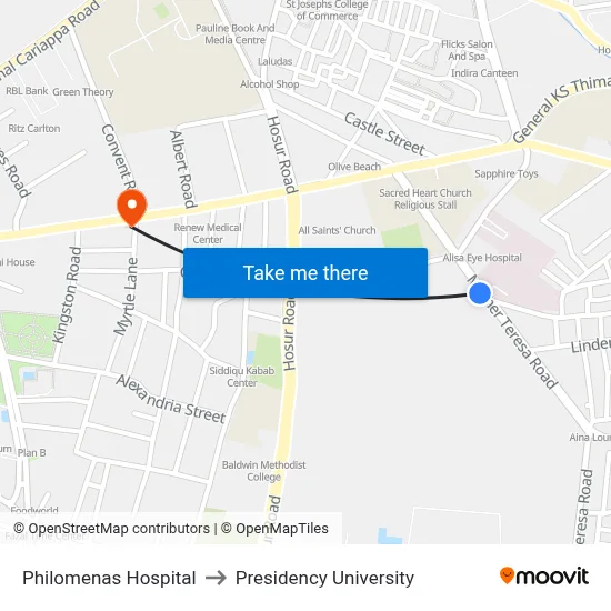 Philomenas Hospital to Presidency University map